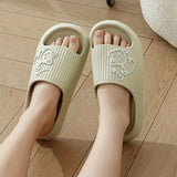 Fashion Summer Women's SLippers Chic Cartoon Kawaii Cat Print Slides Slip-on Bathroom EVA Flat Heel Indoor Cute Shoes