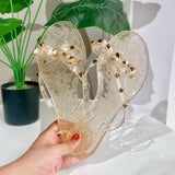 Riveted Flip Flops Women Sandals Summer Jelly Shoes Women's Flat Bottomed Slippers Summer Casual Rivet Slippers Outside 36-42