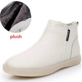 YAERNIGenuine Leather Women's Boots, Warm Plush Warm Leather Women's Ankle Boot for Winter, Women's Flat Shoes, Large Size 43