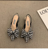 Bow Sandals Women 2022 Summer Pointed Low Heel Sandals Women Fashion Baotou Thin Strap Sandals High Heels Sandalias De Mujer