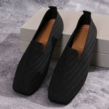 2024 Solid Color Square Toe Mesh Loafers Shallow Women Flats Shoes Soft Bottom Knit Ballet Flats Shoes Casual Slip on Shoes