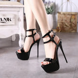 Summer 17cm High Heels Sandals Women Sexy Peep Toe Platform Ankle Buckle Strap Super-high Heel Shoe Party Pumps Gladiator Sandal