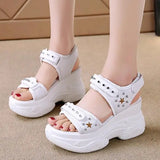 Female Sandal 2023 Summer Comfort Shoes for Women Strappy Heels All-Match Cross-Shoes Clogs Wedge Increasing Height Girls Sports