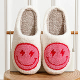 Chaussons pour femme, motif sourire éclair, super mignons, pour la maison, pour la chambre à coucher, pour l'hiver