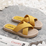 Summer Women Slippers Ladies New Light Slippers Cross Drag Handmade Straw Woven Shoes Hemp Rope Outer Wear Slippers Casual Shoes