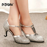 Gold Women Shoes Women Pumps Latin Dance Shoes heeled Low Heels Female Wedding Party Shoes Gold Silver Drop Shipping