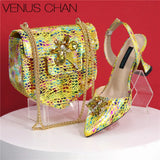 Italian Design African Ladies Party Shoes and Bag Nigerian Fashion Lace Mini Bags and High Heel Pointed Shoes