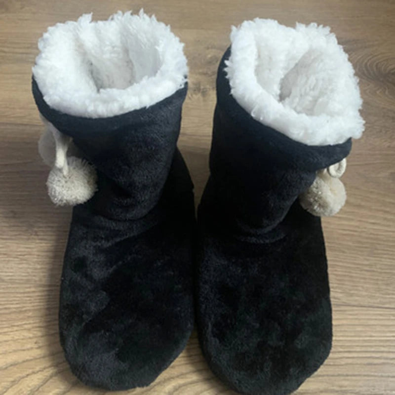 Winter Adult Men And Women Thick Warm Floor Shoes High Tube Non-Slip Indoor Cotton Shoes Plush Home Slippers Shoes Women