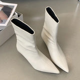 Fashion Pointed Toe Flock Women Ankle Boots Shoes With Low Heel Designer Footwear Slip On Ladies Modern Short Booties Shoes