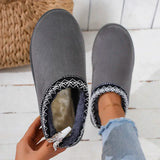 Snow Boots 2024 Women Winter Cashmere Warm Thick Soles Without Heel-covered Hair Half Slipper Cotton Shoes Cashmere Warm Boots