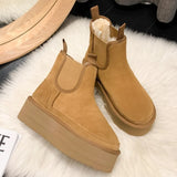 Women's Boots Plus Velvet Warm Casual Shoes One Step Suede Leather Trendy Women's Ankle Boots Chelsea Women's Boots Botas Mujer