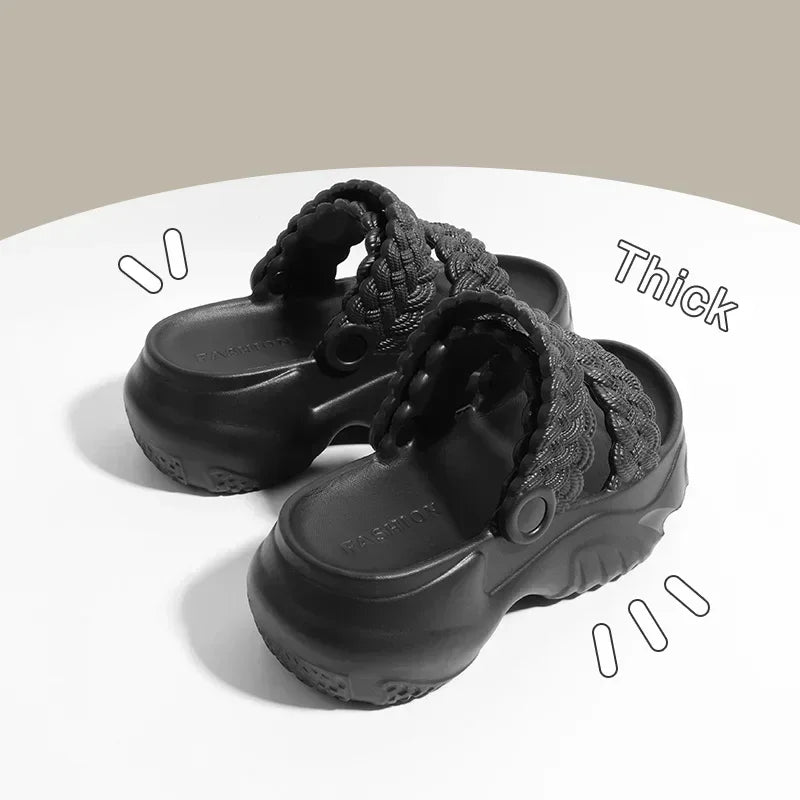 Summer Women's Slippers Indoor Thick Bottom Casual Sandals Outdoor Solid Color Fashion High Quality Ladies Slides Shoes