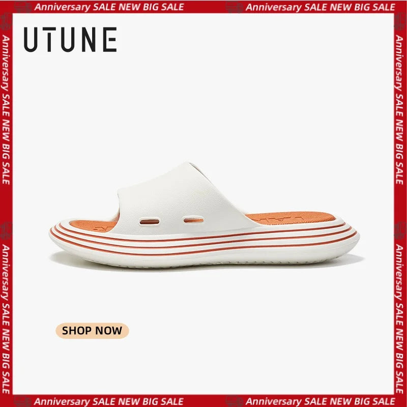 UTUNE Runway Slippers Women Summer Shoes Outside EVA Outdoor Slides Men Soft Thick Sole Non-slip Beach Pool Sandals Indoor Bath