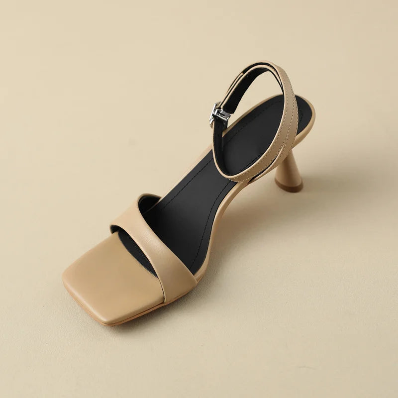 FEDONAS Summer Thin High Heels Women Sandals Concise Elegant Genuine Leather Party Office Lady Ankle Strap Shoes Woman Basic New