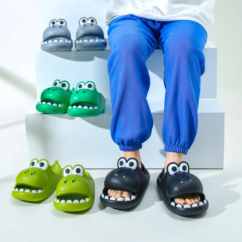 2023 Unisex Small Dinosaur Sandals for Women Men Indoor Outdoor Cartoon Home Non-slip Thick Bottom EVA Slippers Bathroom Shoes