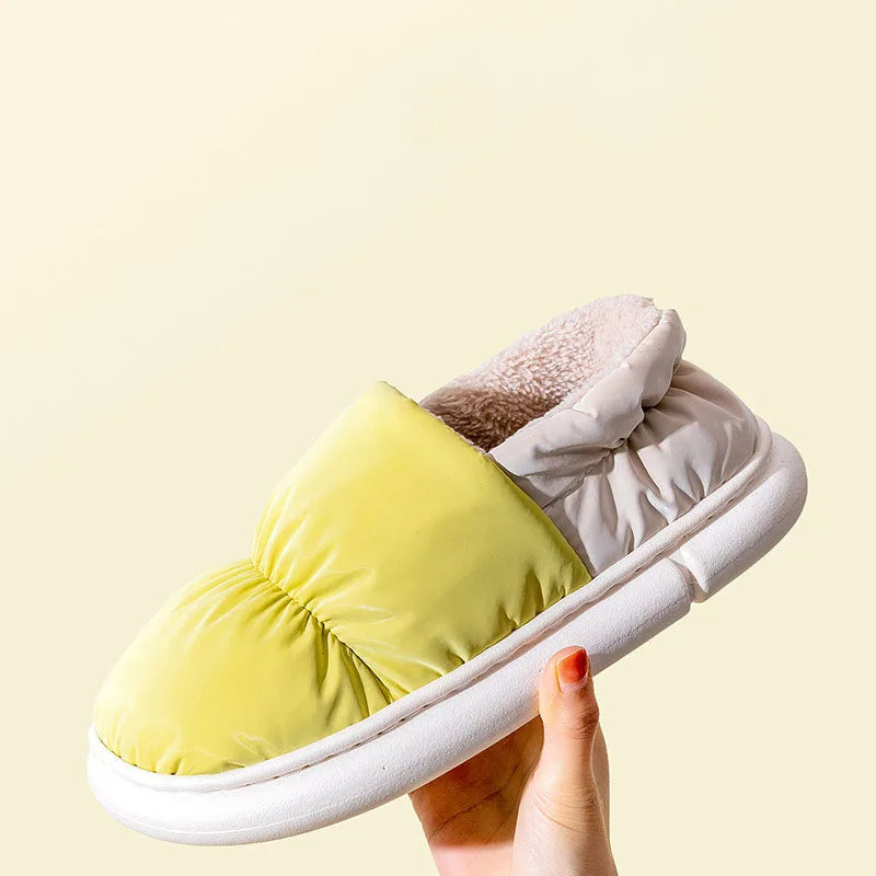 Evshine Winter Toast Women Slippers Warm Plush Cotton Slippers Indoor Home Non-Slip Thick Sole Furry Shoes For Couples New 2022