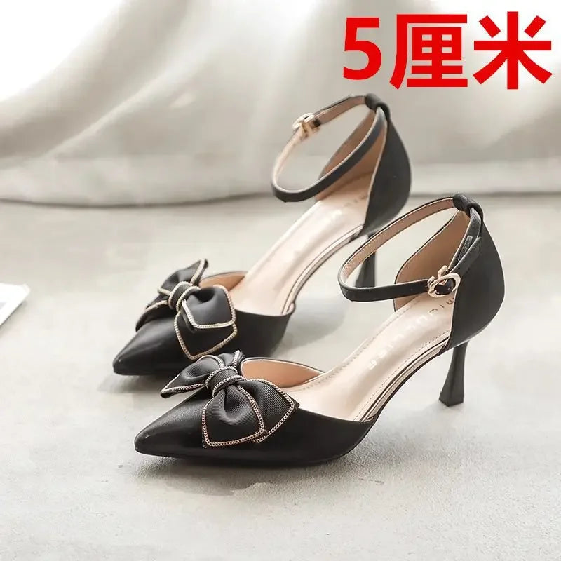 Medium Heel Heels Women's Shoes Trend Pointed Toe Butterfly Stilettos Elegant Dress Weddings Bridal Party White Designer 2024