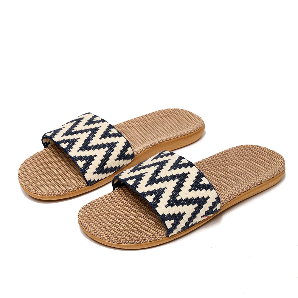 Summer Flax Slippers Women Women Casual Linen Slides Multi-Style Non-Slip EVA Home Flip Flops Indoor Beach Shoes Female Sandals