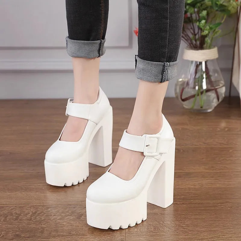 Super high heel waterproof platform17CM thick heel women's shoes Roman shoes 2024 summer new party fashion single shoe explosion