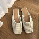 Fretwork Heels Shoes Ladies' Slippers Luxury Slides Cover Toe Slipers Women Female Mule Flat Summer Designer Soft 2024 Mules Cas
