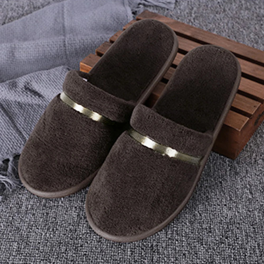Coral Fleece Cheap Hotel Slippers Travel SPA Slipper Non-slip Soft Home Guest Shoes All-inclusive Slippers Solid Color Slippers