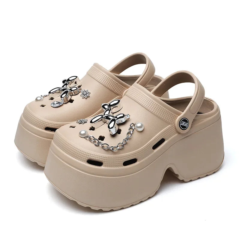 Platform slippers Ladies summer new height raising shoes Ladies wear personalized fashion Eva beach shoes DIY Cloud Sandals 2025