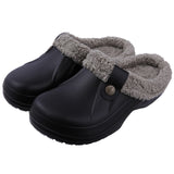 Shevalues New Fur Lined Clogs Women Waterproof Garden Shoes Winter Fluffy Plush House Slippers Couple Non-slip Fuzzy Slippers