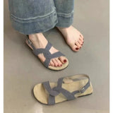 Women's fashion solid color features trend anti-slip wear-resistant soft soled flat sandals