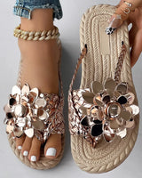 Slippers Women Ombre Floral Pattern Braided Casual Shoes Vacation Flat Holographic Braided Floral Pattern Toe Beach Flip Flops