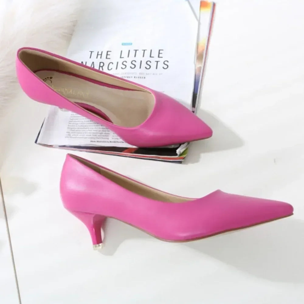 Professional High Heels Women Pointed Shallow Mouthed Single Shoes Black Slim Heeled Flight Attendant Formal Work Shoes Pumps