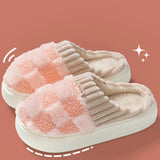 Comwarm Warm Plush House Slippers For Women Indoor Non-slip Couple Cozy Soft Sole Fluffy Slides Winter Fuzzy Lined Cotton Shoes