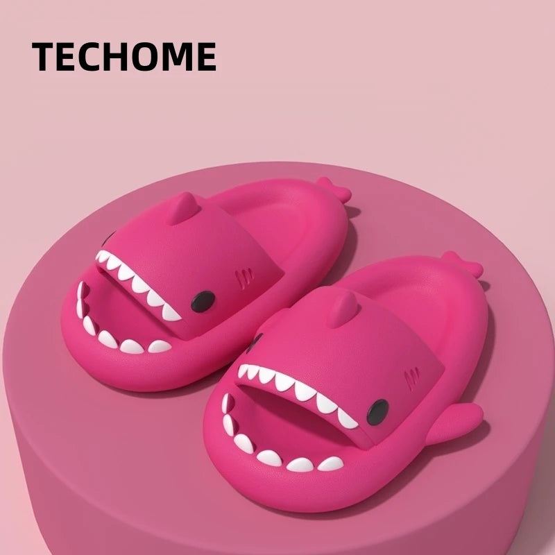 4CM Shark Slippers Women Fashion Slides Men Street Flip Flops Children's Cartoon Sandals Adults Indoor Bathroom Shoes