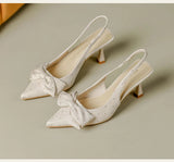 Sweet rhinestone bow hollow high heels women's stiletto heel French kick-off not tired foot temperament baotou sandals summer