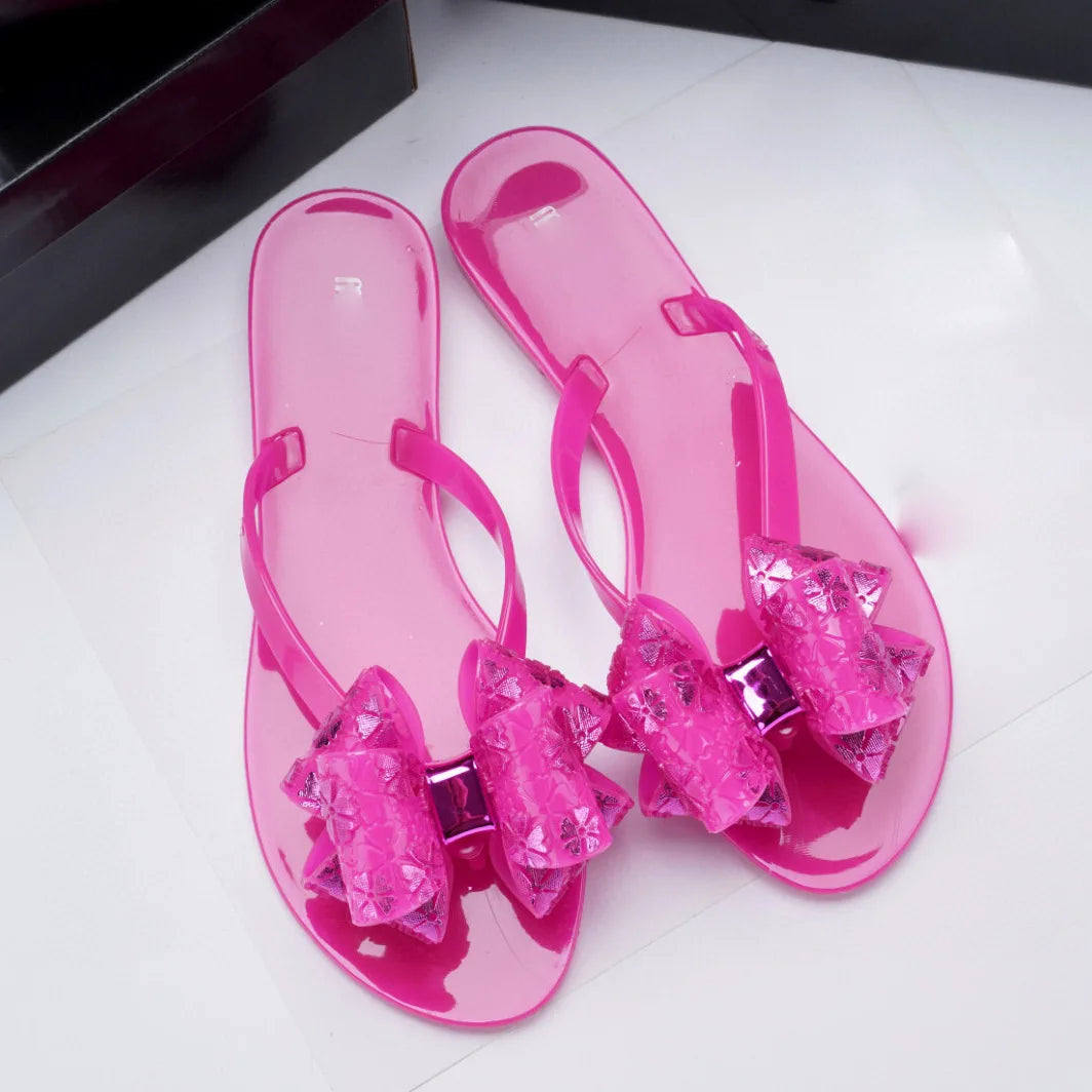 Mini Melissa Outdoor Women's Jelly Slides Sweety Girls Wide Buckle Slippers Adult Ladies Non-slip Flat Beach Vacation Shoes