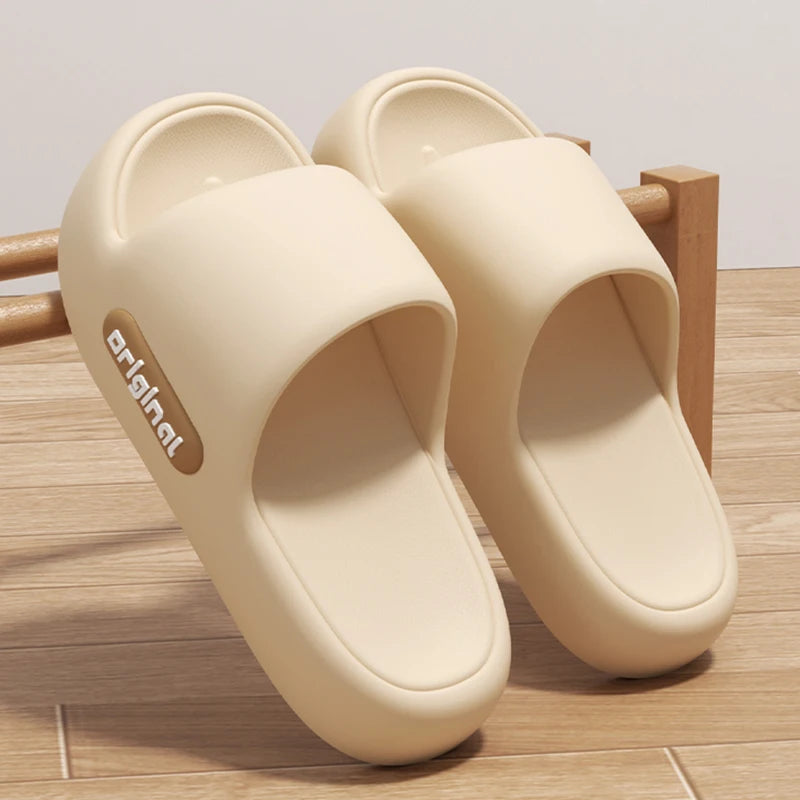 Thick Bottom Cloud Slippers Women Fashion Letter Print Platform Sandals Woman 2025 Comfortable Soft Sole Beach Pillow Slides