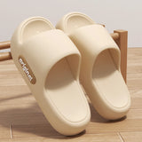 Thick Bottom Cloud Slippers Women Fashion Letter Print Platform Sandals Woman 2025 Comfortable Soft Sole Beach Pillow Slides