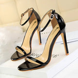 Summer New Large Size Sandal Comfortable Fashionable One Word Buckle Open Toe High Heel Stiletto Sexy Women Shoe Designer Sandal
