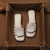 2024 New Cross-hollowed-out Flip-flops Summer Wear Can Wet Beach Half Slippers, Senior Sense Slippers, Women's Shoes