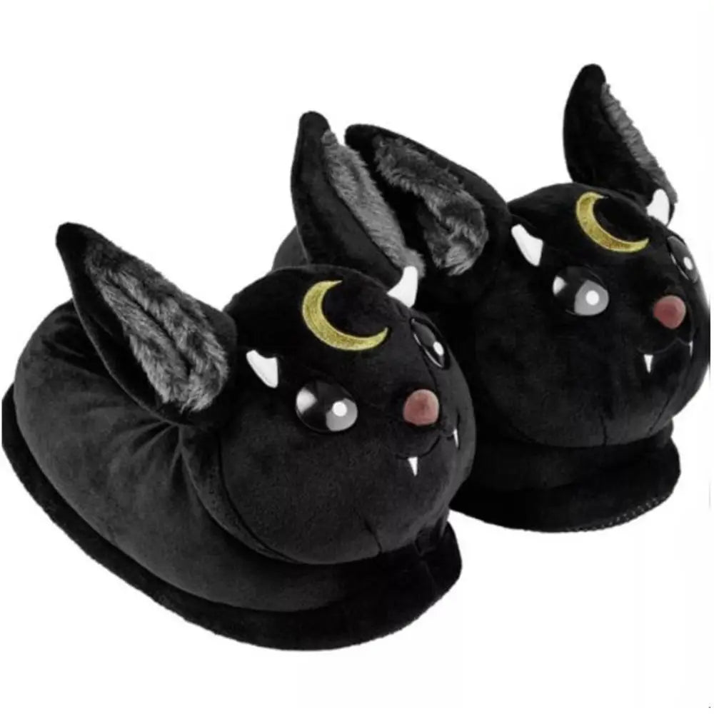 Spooky Halloween Ghostly Plush Slippers Highland Cow Rabbit Four Eyes Animals Shoes Indoor House Black Soft Funny Slipper Kids