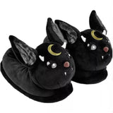 Spooky Halloween Ghostly Plush Slippers Highland Cow Rabbit Four Eyes Animals Shoes Indoor House Black Soft Funny Slipper Kids