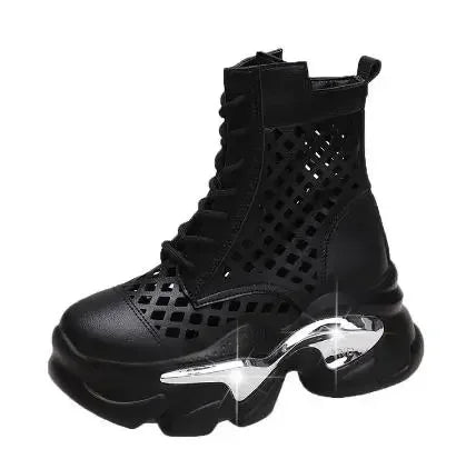 Women's Thick-soled Boots Wedge Heel Lace-up Decorative Women's Shoes Fashion Winter Women's Boots Vulcanized shoes Modern Boots