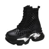 Women's Thick-soled Boots Wedge Heel Lace-up Decorative Women's Shoes Fashion Winter Women's Boots Vulcanized shoes Modern Boots