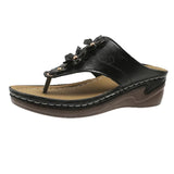 Women's Floral Retro Flip Flops New Summer Fashion Roman Slope Heel Non Slip Sandals Slippers Outdoor Beach Casual Shoes