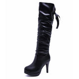 Women's Over-The-Knee High Boots Back Lacing High Heeled Boots for Party Work Date Wedding