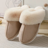 Winter Home Slippers Men and Women Couples Indoor and Outdoor Warm Slippers Cotton Fulffy Fur Slippers Non-Slip Unisex Shoes