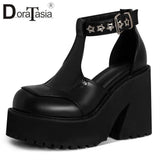 Big Size 43 Brand New Female Chunky High Heels Boots Fashion Zip Goth Platform Solid women's Boots Party Street Woman Shoes