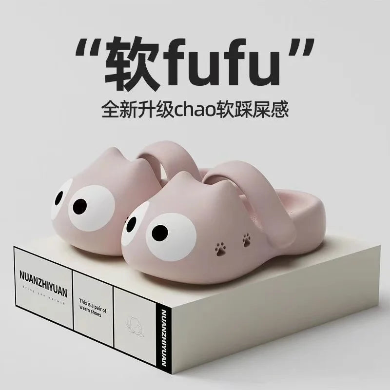 Cartoon Catie Slippers for Women Summer New Version  Clogs Thick-Soled Stepping On Cloud Feeling Beach Sandals