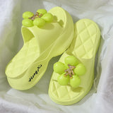 New Fashion Bowknot Women's Slippers Summer Women Slippers Indoor Outdoor Green Flip Flops Beach Shoe Home Non-slip EVA Slippers
