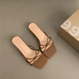 Designer Open Toe Women Slippers Fashion Narrow Band Slides Ladies Outdoor Low Heel Sandal Summer Women's Shoes