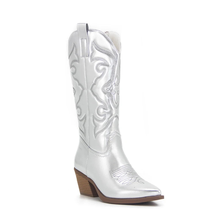 Bottes Western Cowgirl Vintage Automne Hiver Neuves à Talons Épais Bottes de Cowboy Mi-Mollet Femme Chaussures Décontractées Pour Femme